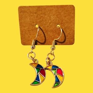 Vibrant Mosaic Crescent Earrings
